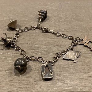 Vintage Japanese Sterling Silver Charm Bracelet